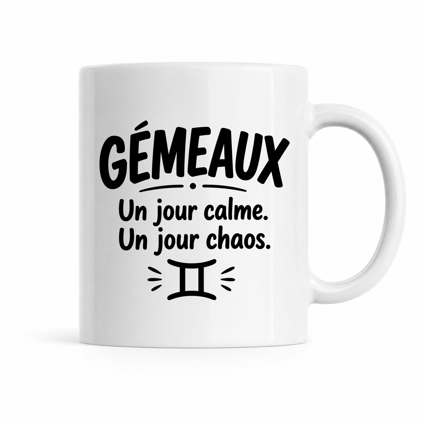Mug Gémeaux Humour — Un jour calme, un jour chaos