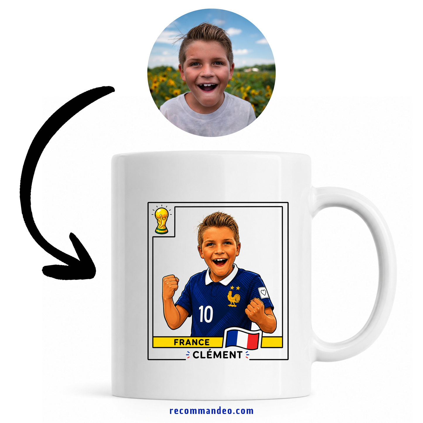 Mug Foot France Personnalisé – Transforme ta photo en joueur de l'Équipe de France 🇫🇷⚽