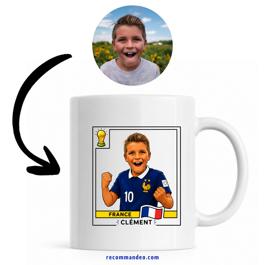 Mug Foot France Personnalisé – Transforme ta photo en joueur de l'Équipe de France 🇫🇷⚽