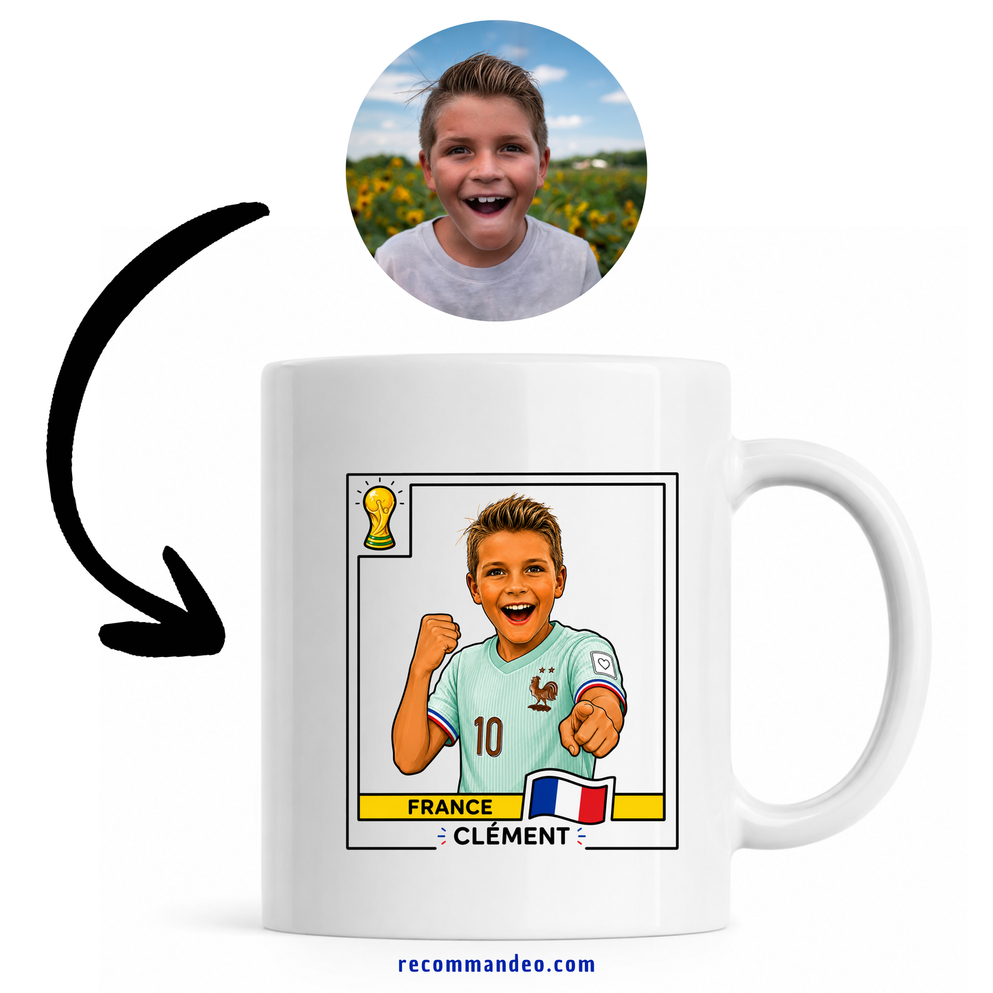 Mug Foot France Personnalisé – Transforme ta photo en joueur de l'Équipe de France 🇫🇷⚽